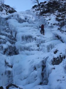 Ice climbing on Cautley Spout