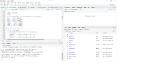 A screenshot of R studio, showing some looping code