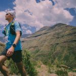 TJ hiking up a mountain in Lesotho
