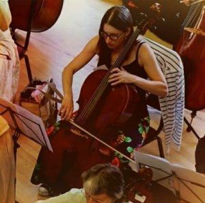 picture of woman (me) playing cello