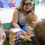 Lizzie in a primary school classroom